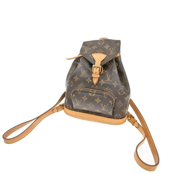 LOUIS VUITTON Mini Montsouris Backpack Bag Monogram Leather Brown - Picture 1 of 15